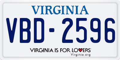 VA license plate VBD2596