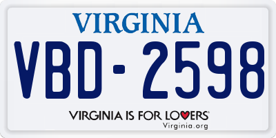 VA license plate VBD2598
