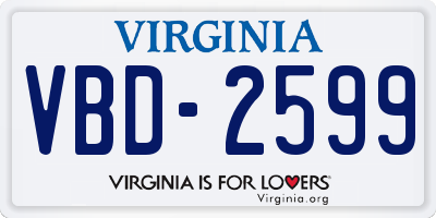 VA license plate VBD2599