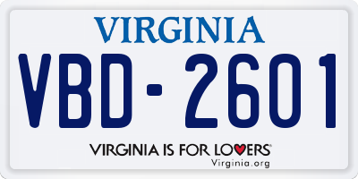 VA license plate VBD2601