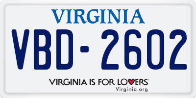 VA license plate VBD2602