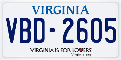 VA license plate VBD2605