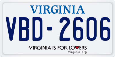 VA license plate VBD2606
