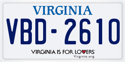 VA license plate VBD2610