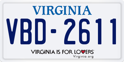 VA license plate VBD2611