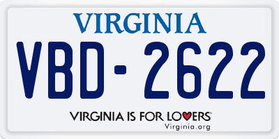 VA license plate VBD2622