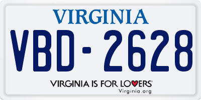VA license plate VBD2628