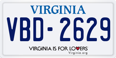 VA license plate VBD2629