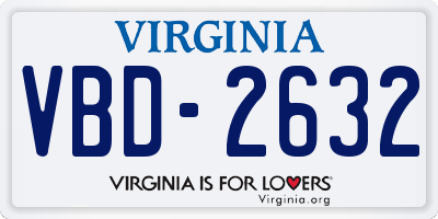 VA license plate VBD2632