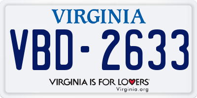 VA license plate VBD2633
