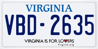 VA license plate VBD2635