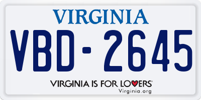 VA license plate VBD2645