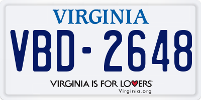 VA license plate VBD2648