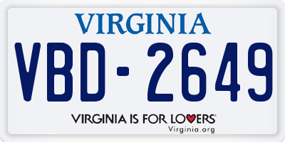VA license plate VBD2649