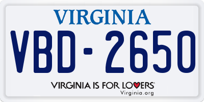 VA license plate VBD2650