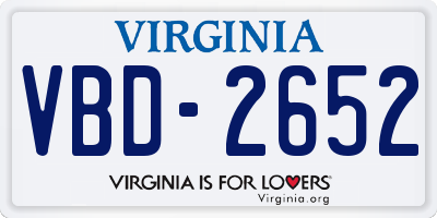 VA license plate VBD2652