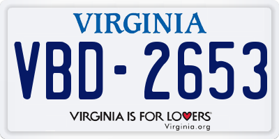 VA license plate VBD2653
