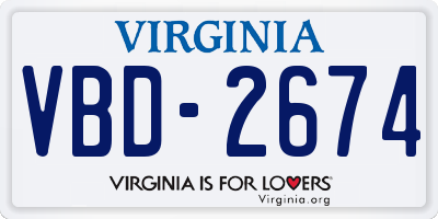 VA license plate VBD2674