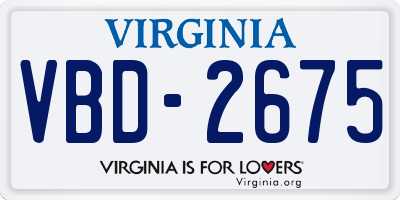 VA license plate VBD2675