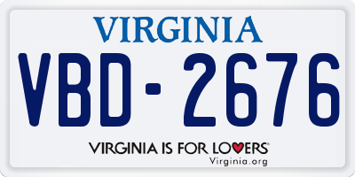 VA license plate VBD2676