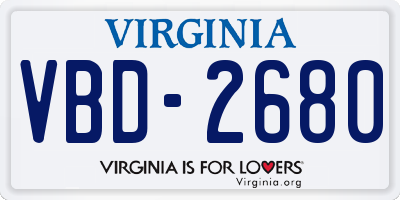 VA license plate VBD2680