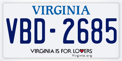VA license plate VBD2685