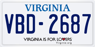 VA license plate VBD2687
