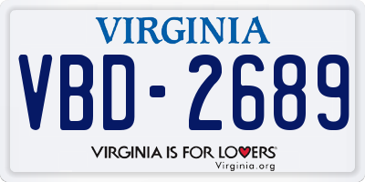 VA license plate VBD2689