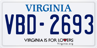 VA license plate VBD2693