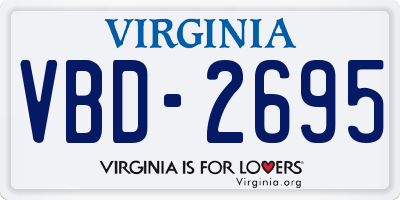 VA license plate VBD2695