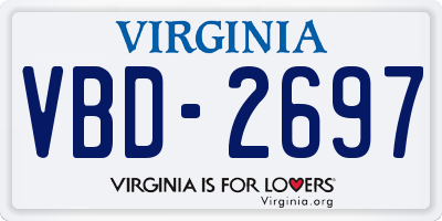 VA license plate VBD2697