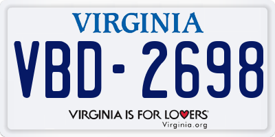 VA license plate VBD2698