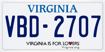 VA license plate VBD2707