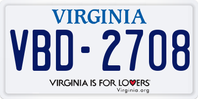 VA license plate VBD2708