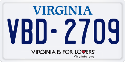 VA license plate VBD2709