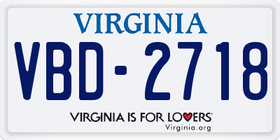 VA license plate VBD2718