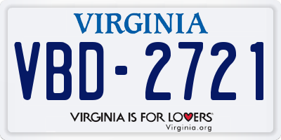 VA license plate VBD2721