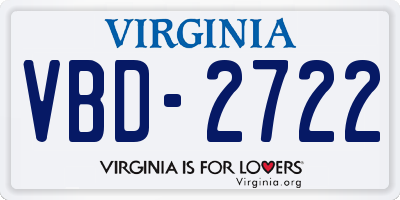 VA license plate VBD2722