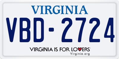 VA license plate VBD2724