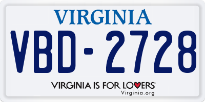 VA license plate VBD2728