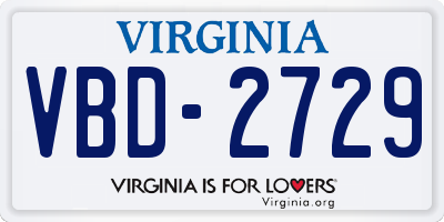 VA license plate VBD2729