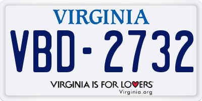 VA license plate VBD2732
