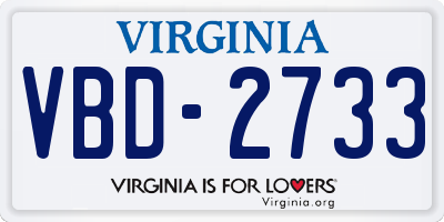 VA license plate VBD2733