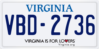 VA license plate VBD2736