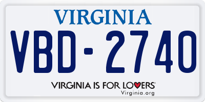 VA license plate VBD2740