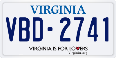 VA license plate VBD2741