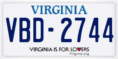 VA license plate VBD2744