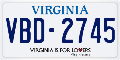 VA license plate VBD2745