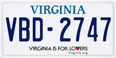 VA license plate VBD2747