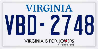 VA license plate VBD2748